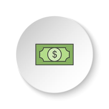 Round button for web icon, Dollar. Button banner round, badge interface for application illustration on white background vector
