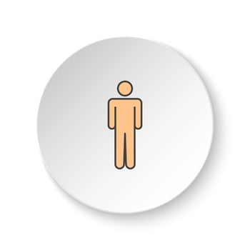 Round button for web icon, Man. Button banner round, badge interface for application illustration on white background vector