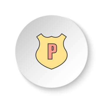 Round button for web icon, Police shield. Button banner round, badge interface for application illustration on white background vector