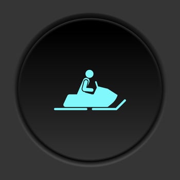 Round button icon Snow motorbike. Button banner round badge interface for application illustration on dark background vector