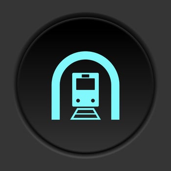 Round button icon Train tunnel. Button banner round badge interface for application illustration on dark background vector