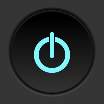 Round button icon Power button. Button banner round badge interface for application illustration on dark background vector