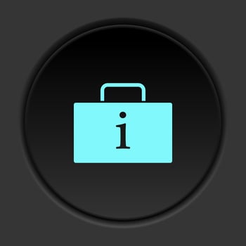 Round button icon Luggage information. Button banner round badge interface for application illustration on dark background vector