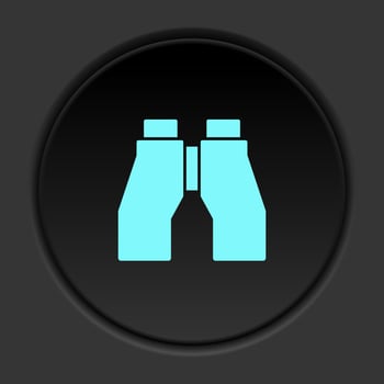Round button icon Binoculars. Button banner round badge interface for application illustration on dark background vector
