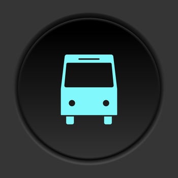 Round button icon Bus. Button banner round badge interface for application illustration on dark background vector