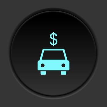 Round button icon Car dollar. Button banner round badge interface for application illustration on dark background vector