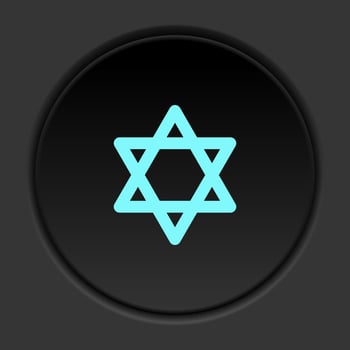 Round button icon Israel star of david. Button banner round badge interface for application illustration on dark background vector