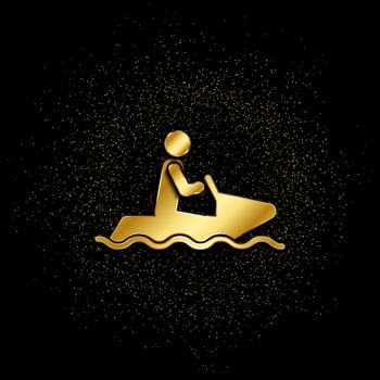 Snow motorbike gold, icon. Vector illustration of golden particle on gold vector background
