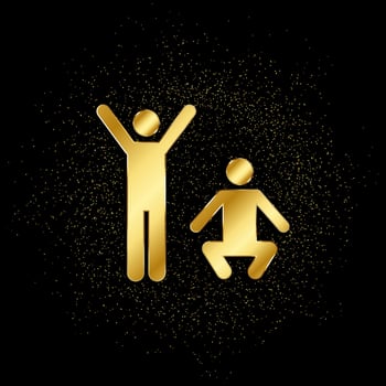 Exercise, mans gold, icon. Vector illustration of golden particle on gold vector background