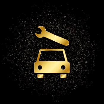 Car, repair gold, icon. Vector illustration of golden particle on gold vector background