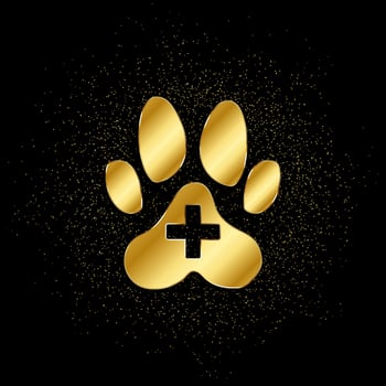 Veterinarian gold, icon. Vector illustration of golden particle on gold vector background