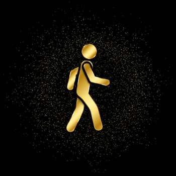 Man, walking gold, icon. Vector illustration of golden particle on gold vector background