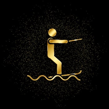 Surf sea gold, icon. Vector illustration of golden particle on gold vector background