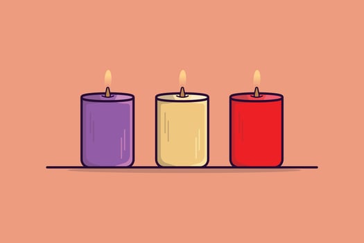 Set of Burning Candles vector illustration. Spa and beauty fashion object icon concept. Collection of swirl candles for events, celebration, holidays, romantic date and decoration vector design.