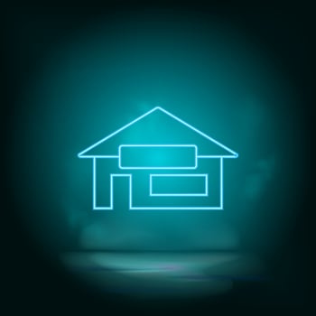 House silhouette blue neon vector icon. Simple element illustration from map and navigation concept. House silhouette blue neon vector icon. Real estate concept vector illustration.