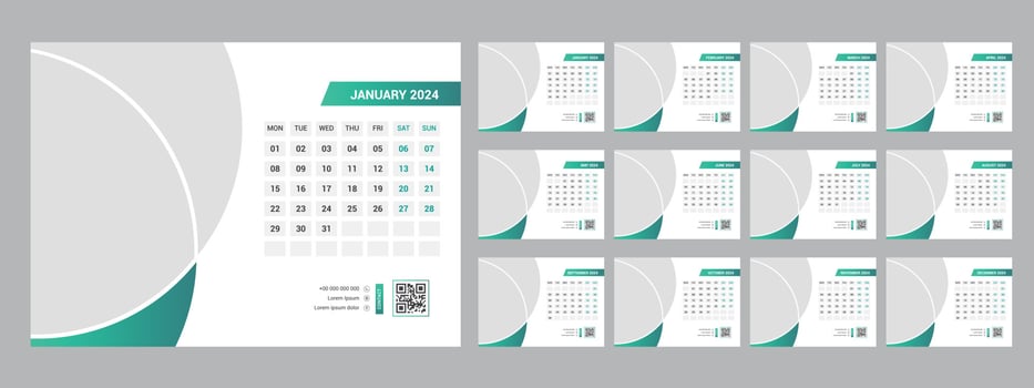 2024 Desk Calendar Template vector