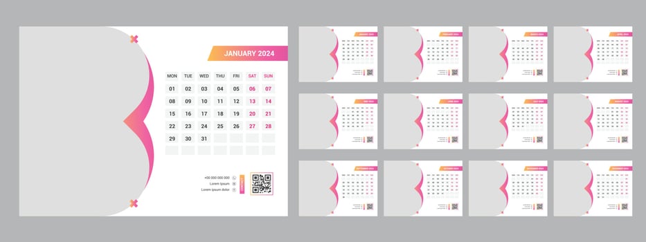 2024 Desk Calendar Template vector