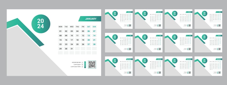 2024 Desk Calendar Template vector