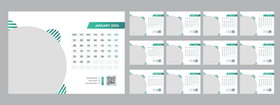 2024 Desk Calendar Template vector