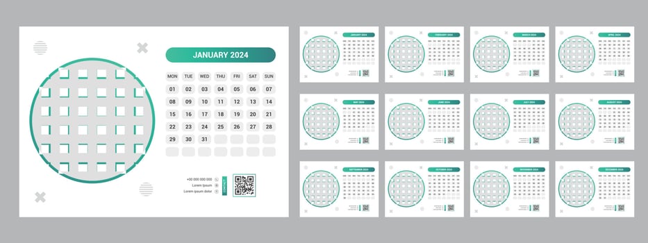2024 Desk Calendar Template vector