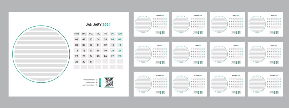 2024 Desk Calendar Template vector