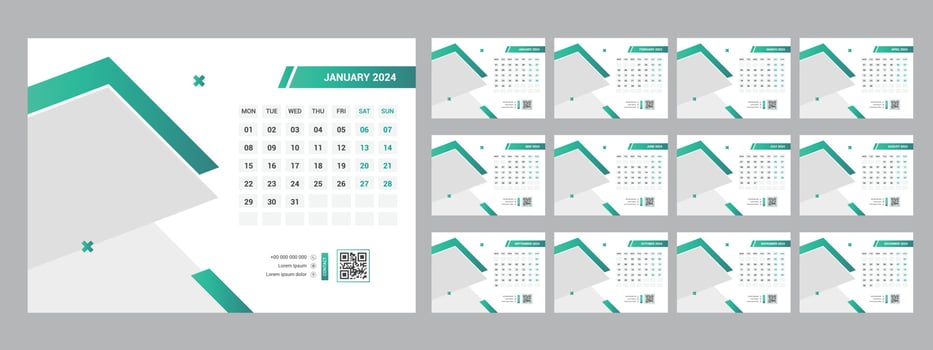 2024 Desk Calendar Template vector