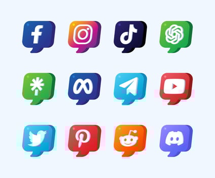 Trending Social Media Logo Icon Set in Speech Balloon vector
