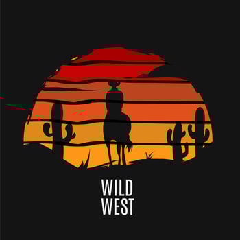 illustration vector of man riding horse on sunset perfect for print,apparel,etc