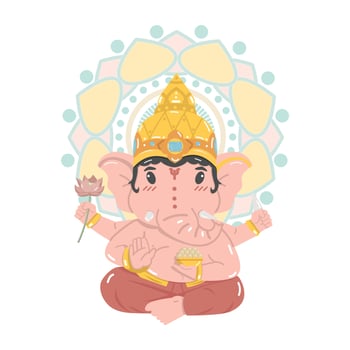 Cute Hindu God Ganesha character cartoon vector