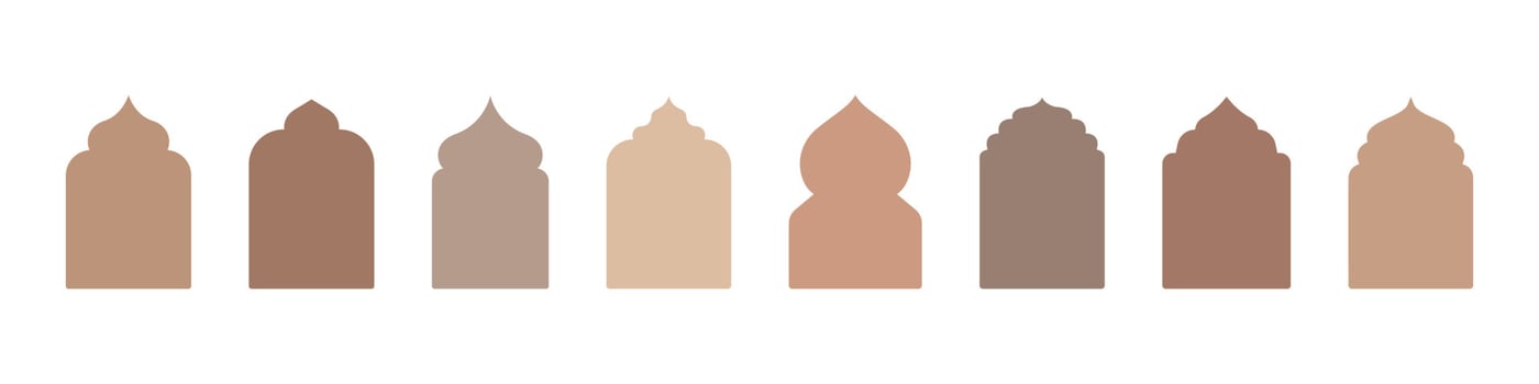 Islamic vector shape of a window or door arch. Arab frame set. Ramadan kareem silhouette icon
