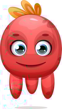 A cartoon red monster with smile vector