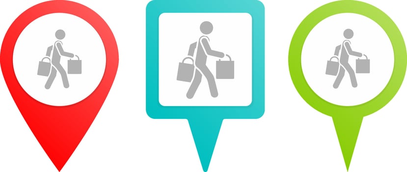 Audition sign pin icon. Multicolor pin vector icon, diferent type map and navigation point.