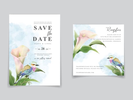 aesthetic wedding invitation card floral watercolor vector
