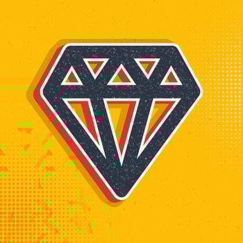 Diamond pop art, retro icon. Vector illustration of pop art style on retro background