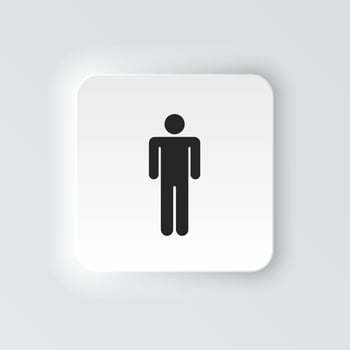 Rectangle button icon Man. Button banner Rectangle badge interface for application illustration on neomorphic style on white background vector