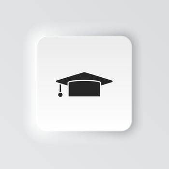Rectangle button icon Graduation cap. Button banner Rectangle badge interface for application illustration on neomorphic style on white background vector