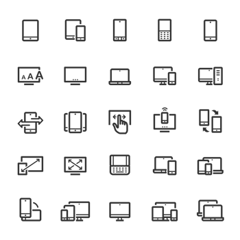 Icon set - device and responsive outline stroke png