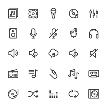 Icon set - voice and audio outline stroke png