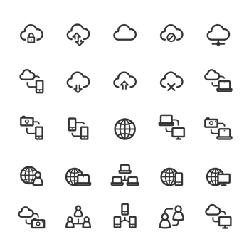 Icon set - network and connectivity outline stroke png