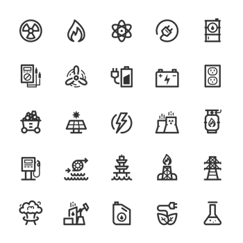 Icon set - energy and power outline stroke png