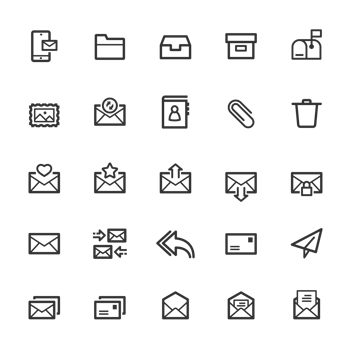 Icon set - email and letter outline stroke png