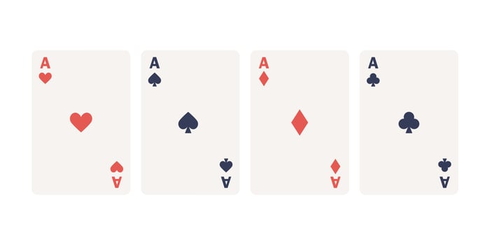 Four aces card suit icon set. Vector flat illustration