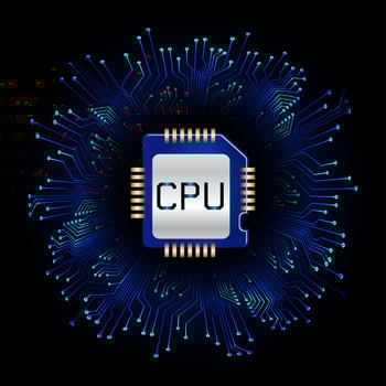 Modern Holographic CPU Chip on Technology Background vector