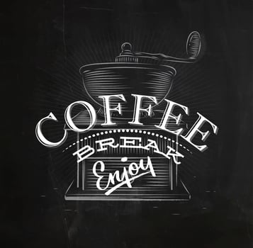 Poster coffee lettering coffee break in vintage style drawing with chalk on the blackboard vector