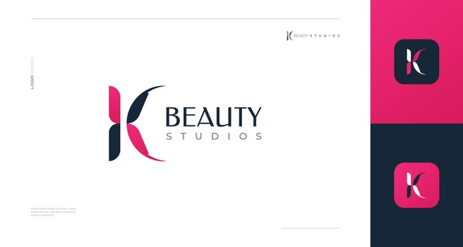 Elegant and Minimalist Letter K Logo Design with Pink and Blue Color Combination, Suitable for Beauty, Spa, or Boutique Brand Logo vector