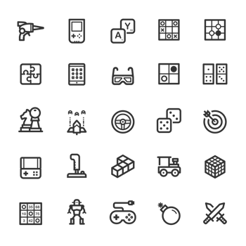 Icon set - game and toy outline stroke png