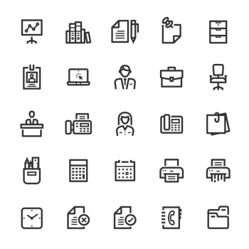 Icon set - office and stationary outline stroke png