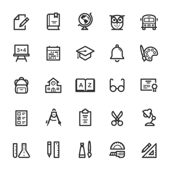 Icon set - school and education outline stroke png