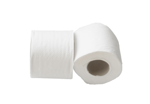 Two rolls of white tissue paper or napkin isolated with clipping path in png file format