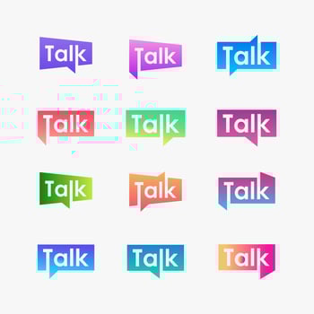 set of talk lettering with bubble logo. chat, speak, logo template. talk vector logotype design template.
